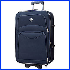 Велика дорожня валіза на колесах Bonro Style L тканинна синя з кодовим замком і висувною ручкою