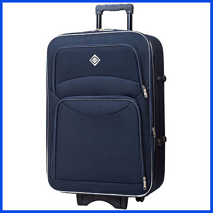 Велика дорожня валіза на колесах Bonro Style L тканинна синя з кодовим замком і висувною ручкою, фото 1