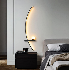 Чорне дугове бра з білим плафоном у правому корпусі 80 см WJ113/800 R BK (правий)