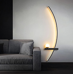 Чорне дугове бра з білим плафоном у правому корпусі 100 см WJ113/1000 R BK (правий)