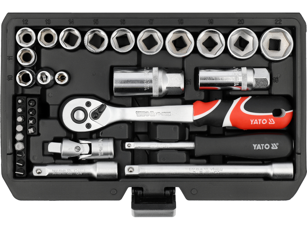 Набір інструментів 1/4" 3/8" 34 шт. YATO YT-38700, фото 1