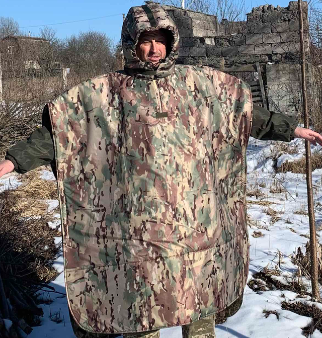 Антитепловізорне пончо кольору мультикам з білими кляксами — ефективний засіб маскування від тепловізора та дронів-розвідників. Сучасна багатошарова тканина знижує теплове випромінювання, роблячи бійця непомітним для ІЧ-камер. Ідеально для ЗСУ, мисливців і волонтерів. Антитепловізорне пончо мультикам + біла клякса — захист від тепловізора, військова накидка ЗСУ