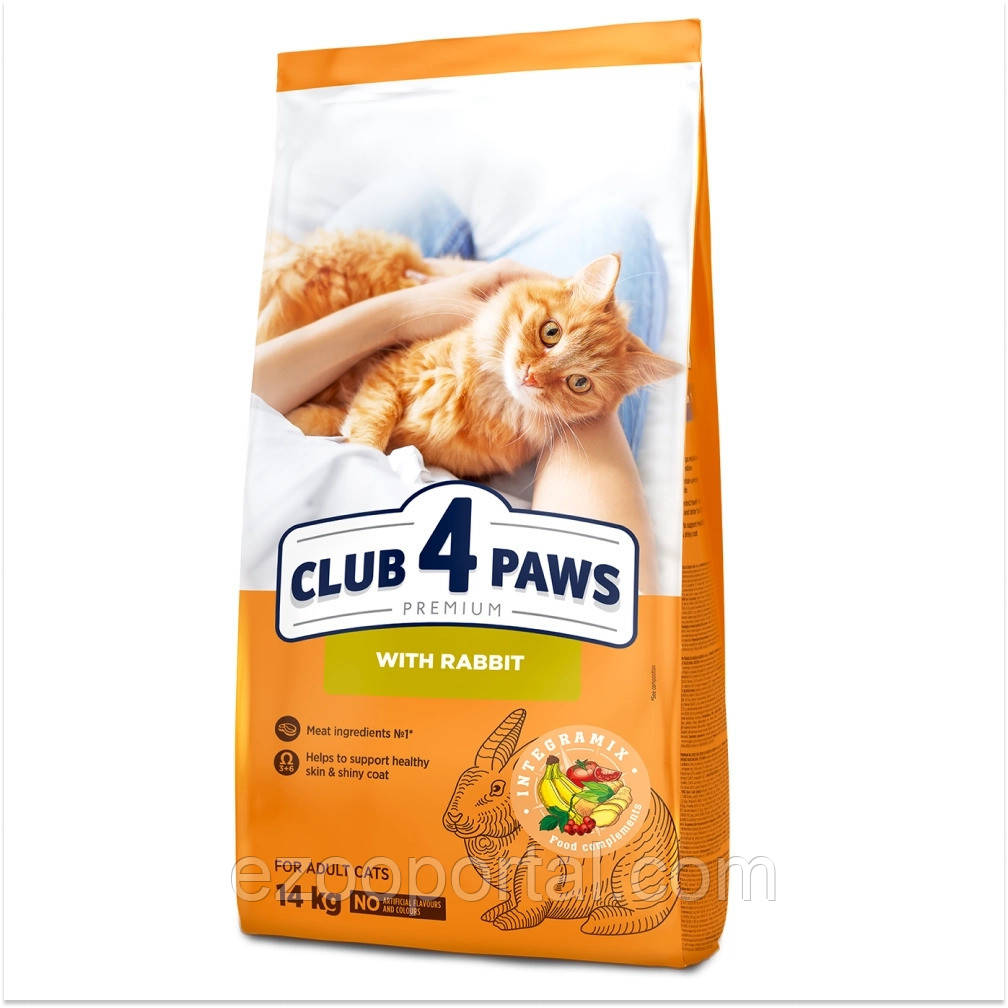 Корм Клуб 4 Лапи для дорослих котів з кроликом 14кг, фото 1
