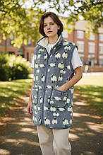 083 Безрукавка подовжена на овчині з коміром