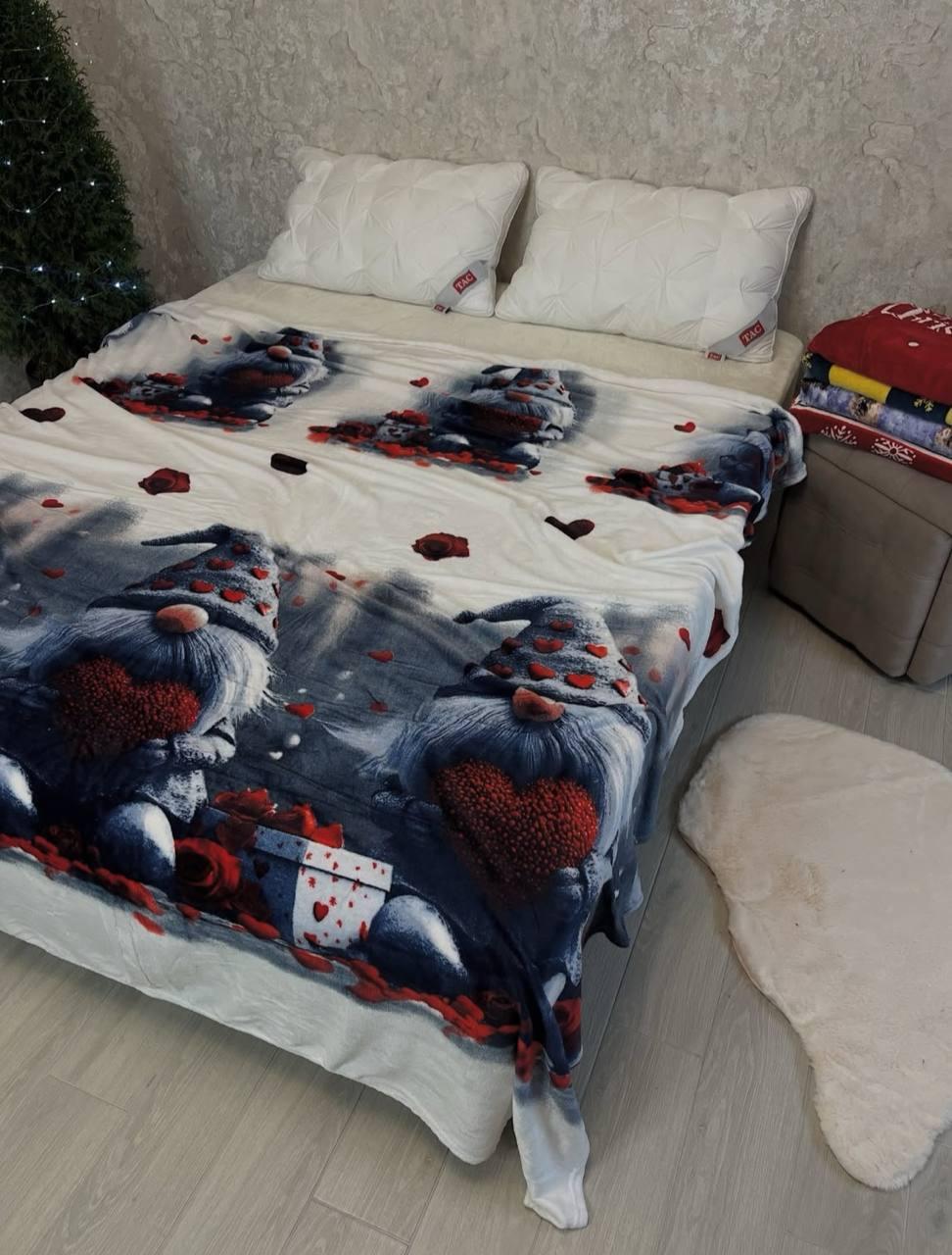 Плед новорічний на флісі Євро