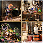 Конструктор Румбокс Чарівний Дім + пилозахисний купол 22,5 см, DIY набір для збирання Room box Чарівний дім Гаррі Поттера, фото 5