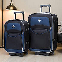 Набір валіз на колесах Bonro Style - 2 шт (M+L) чорно-т.синій середня і велика дорожні тканинні з кодовим замком і висувною ручкою, фото 2
