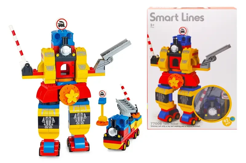 Конструктор 77008 Smart Lines Трансформер з великими деталями Робот-паровозик 92 деталі, фото 1