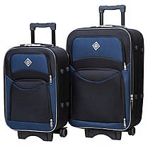 Набір валіз на колесах Bonro Style - 2 шт (M+L) чорно-т.синій середня і велика дорожні тканинні з кодовим замком і висувною ручкою, фото 3