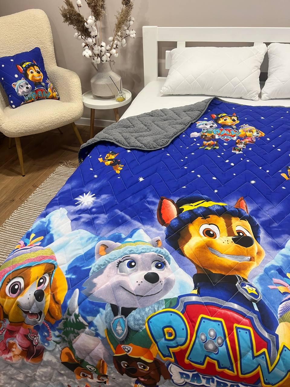 Плед новорічний на еко овчині Півтораспальний