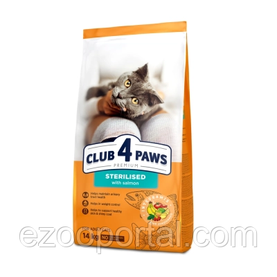 Корм Клуб 4 Лапи для стерилізованих котів з лососем 14кг, фото 1