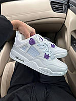 Білі кросівки унісекс Nike Air Jordan 4 Retro White Purple Winter Fleece х Джордан 36