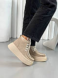 Черевики жіночі замшеві пісочні демісезонні, фото 3