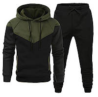 Костюм чоловічий теплий Тканина - тринитка на флісі Мод.1364-1676 Колір: чорний,+хакі, чорний+графіт