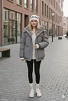 Зимова жіноча куртка сіра подовжена, S 983