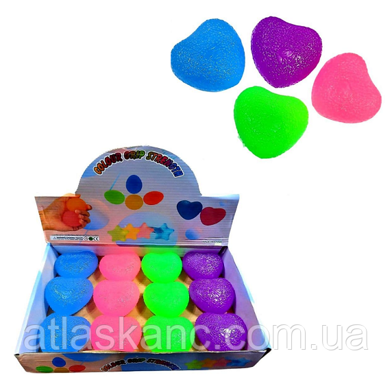 Іграшка Антистрес серце фосфорне 7 см 8034, фото 1