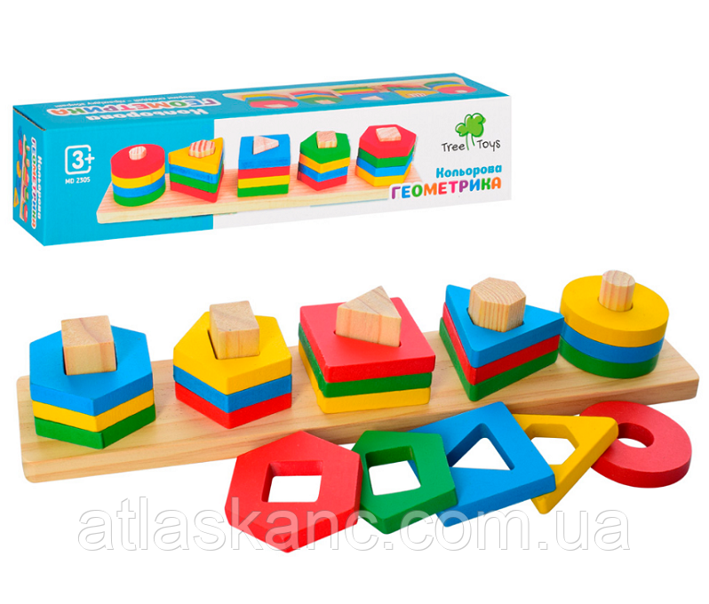 Іграшка Дерев'яна Геометрика кольорова MD2305, фото 1