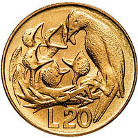 Сан-Марино 20 лір, 1975 Любов у тварин Алюміній-бронза, 3.6g, ø 21.3mm №2747