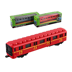 Модель Автопром Вагон Метро 17 см Червоний метал інерційний 17434