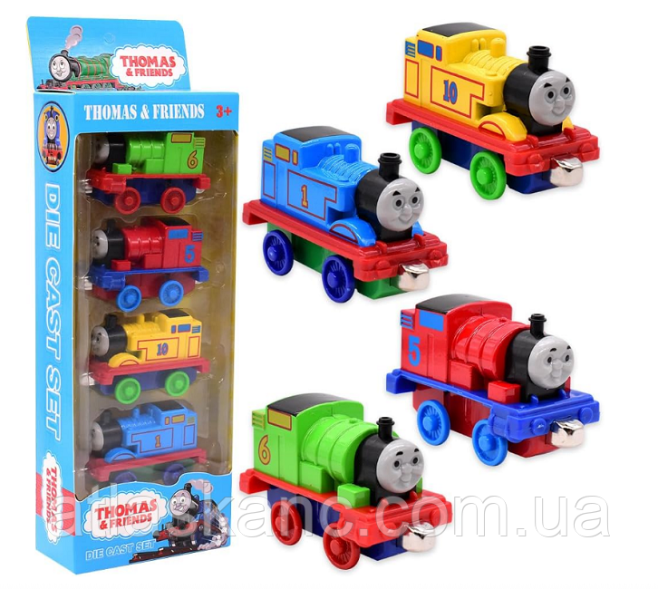 Іграшка Паровозик Томас Набір із 4 штук Q186-99D, фото 1