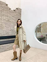 Женская парка с капюшоном и накладными карманами хаки LITURE MKLT66627-2