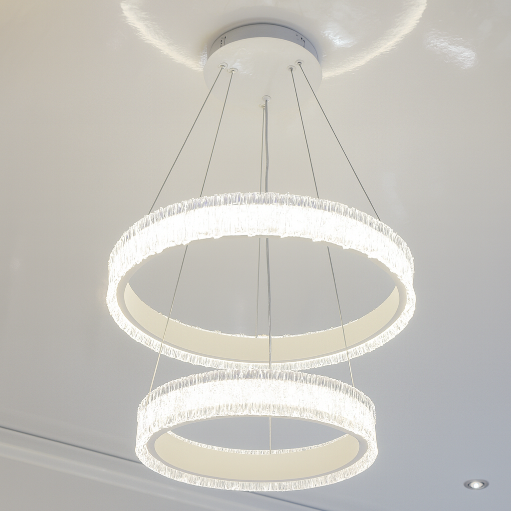 Люстра на два кільця Artlight 55W до 12 м² колір Білий WG5127/60+40WH, фото 1