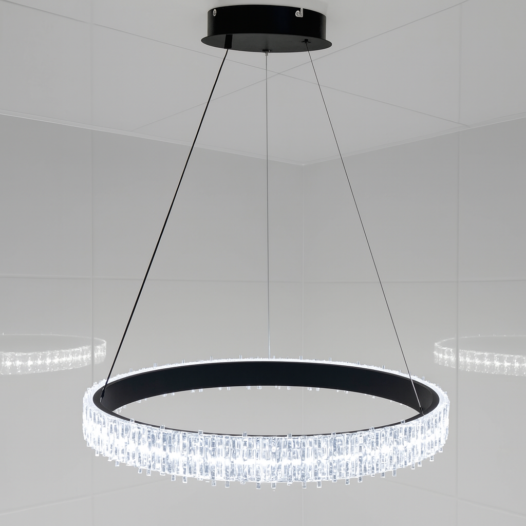 Кругла люстра підвісна Artlight 35W до 8 м² колір Чорний WG5129/60BK, фото 1