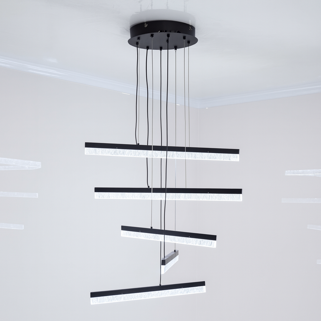 Люстра планки на тросах Artlight 73W до 18 м² колір Чорний WG5132/5BK, фото 1