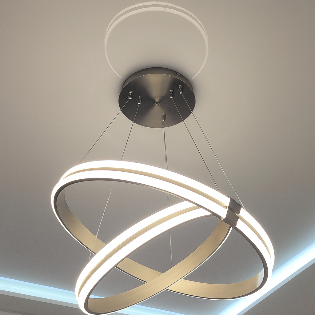 Люстра з кільцями Artlight 126W до 20 м² колір Рожеве золото MD78099/60+40CF, фото 1