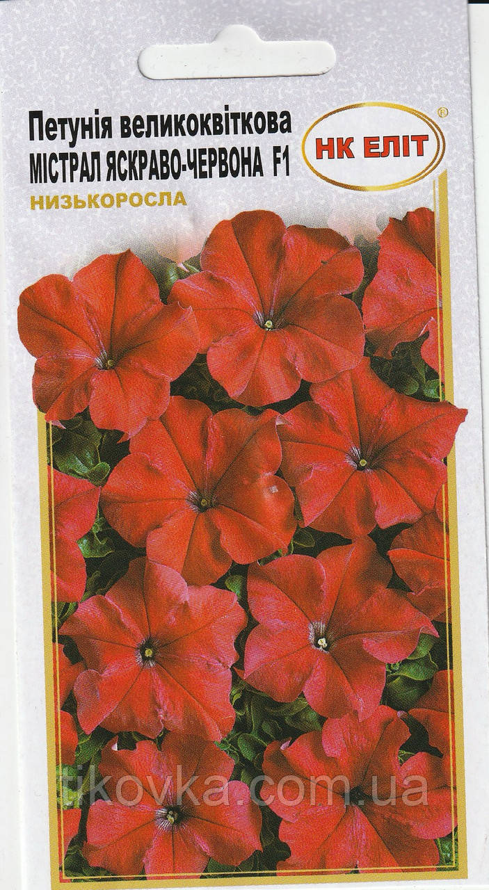 Насіння квітів Петунія великоквіткова Містрал ярко-красная  F1 10 шт. НК Еліт, фото 1