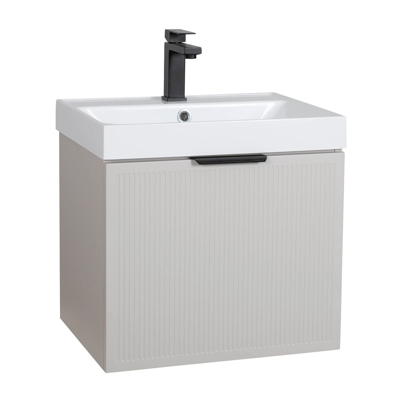 Тумба Fabio (кашемір) з умивальником Fabio 50 см (консольна) ручка чорна, фото 1