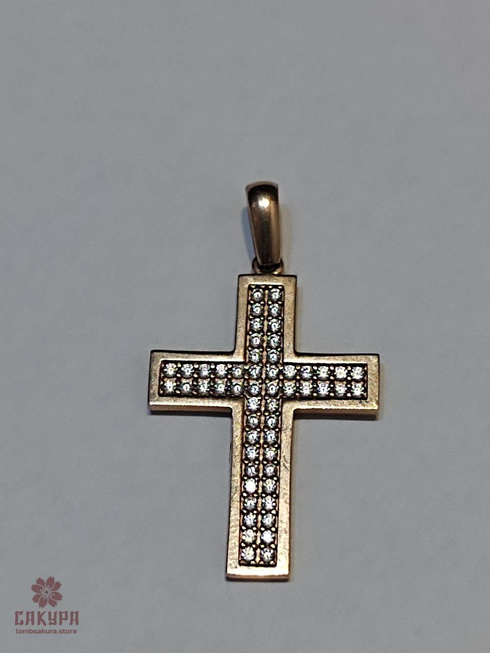 Золотий Хрестик зі вставкою цирконій, фото 1