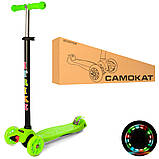 Дитячий міський самокат триколісний iTrike MAXI JR 3-003-G з підсвіткою колеса Зелений, фото 2