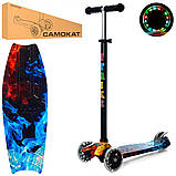 Дитячий міський самокат триколісний iTrike Maxi JR 3-055-1-WP14 з підсвіткою колеса з принтом, фото 2