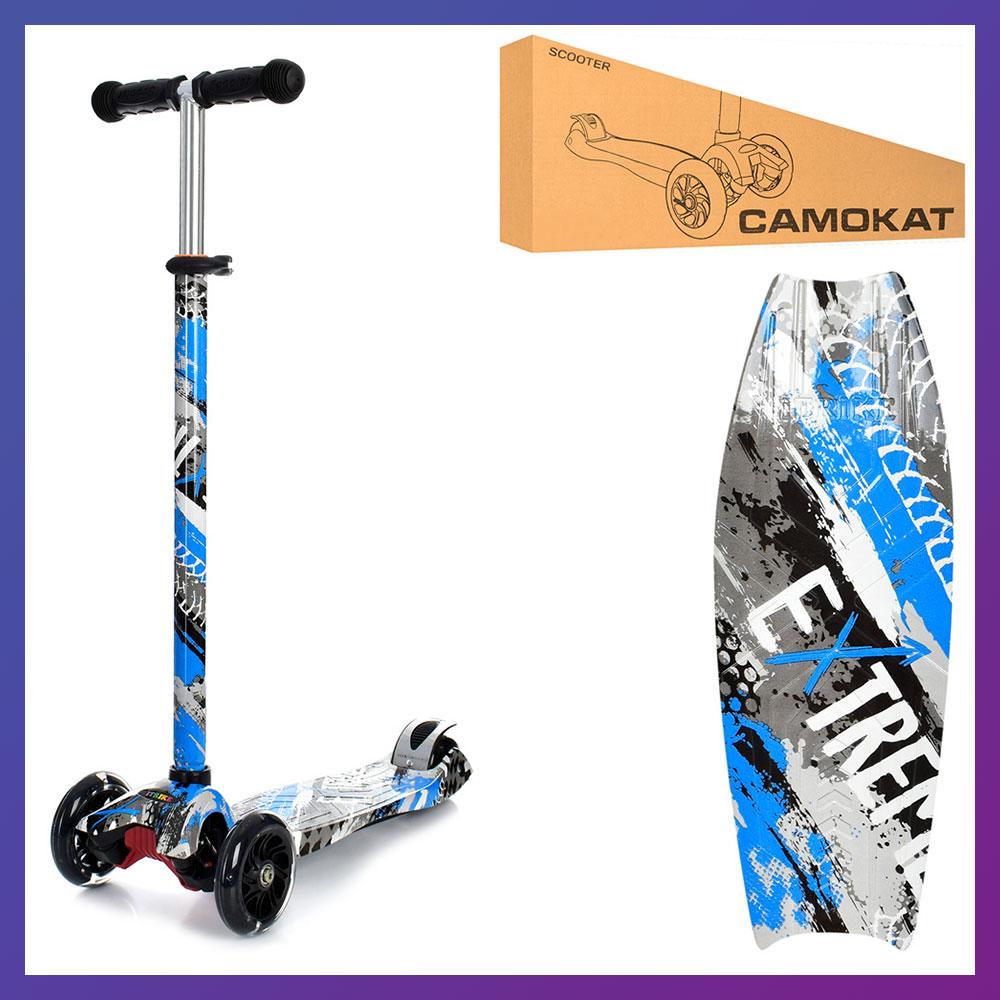 Дитячий міський самокат триколісний iTrike Maxi JR 3-055-2-WP7 з підсвіткою колеса з принтом, фото 1