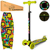 Дитячий міський самокат триколісний iTrike Maxi JR 3-055-GR1-L з підсвіткою колеса з принтом, фото 2