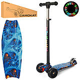 Дитячий міський самокат триколісний iTrike Maxi JR3-060-22-WP3 з підсвіткою колеса Чорний з принтом, фото 2