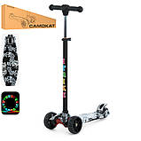 Дитячий міський самокат триколісний iTrike Maxi JR3-060-22-WP4 з підсвіткою колеса Чорний з принтом, фото 2