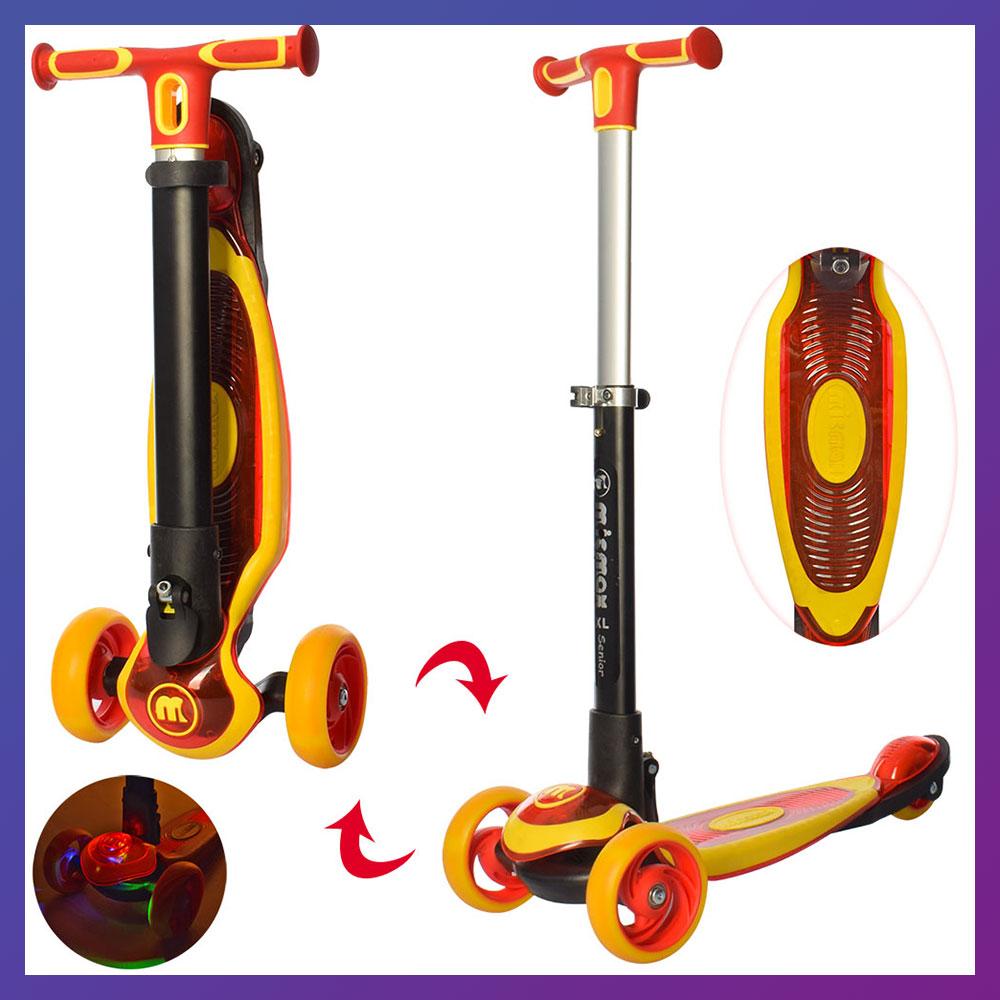 Дитячий міський самокат триколісний iTrike Maxi JR 3-060-24-R з підсвіткою колеса Червоний, фото 1