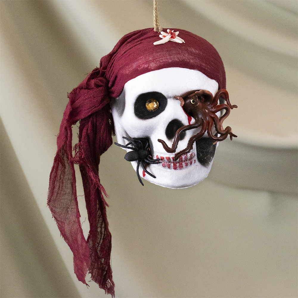 Декор підвісний Череп корсар Крюк 13796 (бордовий), фото 1