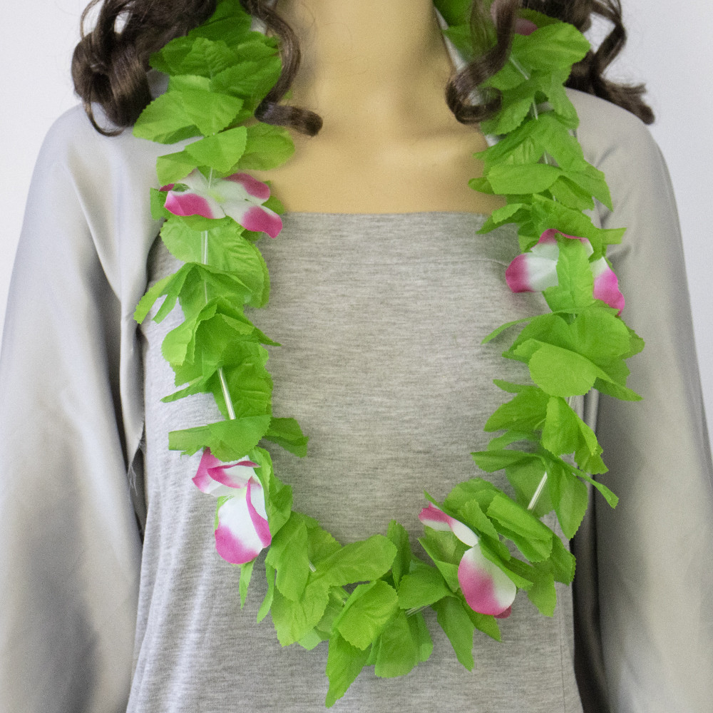 Гавайські леї Німфа (зелені з малиновим), фото 1