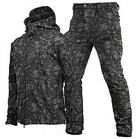 Костюм софтшел Gman "КріпТек" Soft Shell чорний питон-камуфляж на флісі розмір L