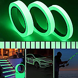 Люмінесцентна стрічка світлонакопичувальна фосфорна стрічка, що світиться в темряві Fluorescent Tape 10мм*3м, фото 2
