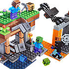 Конструктор майнкрафт занедбана шахта з лавою 400 деталей 65008, Стів, зомбі, павук, ендермен, слимак, фото 5