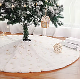 Декоративний різдвяний килимок під ялинку "Золоті Сніжинки" Ø 78 см, фото 3