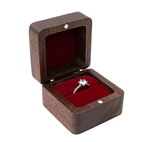 Коробочка для кілець дерев'яна, коробка ювелірна весільна, футляр обручок для весілля або пропозиції руки і серця