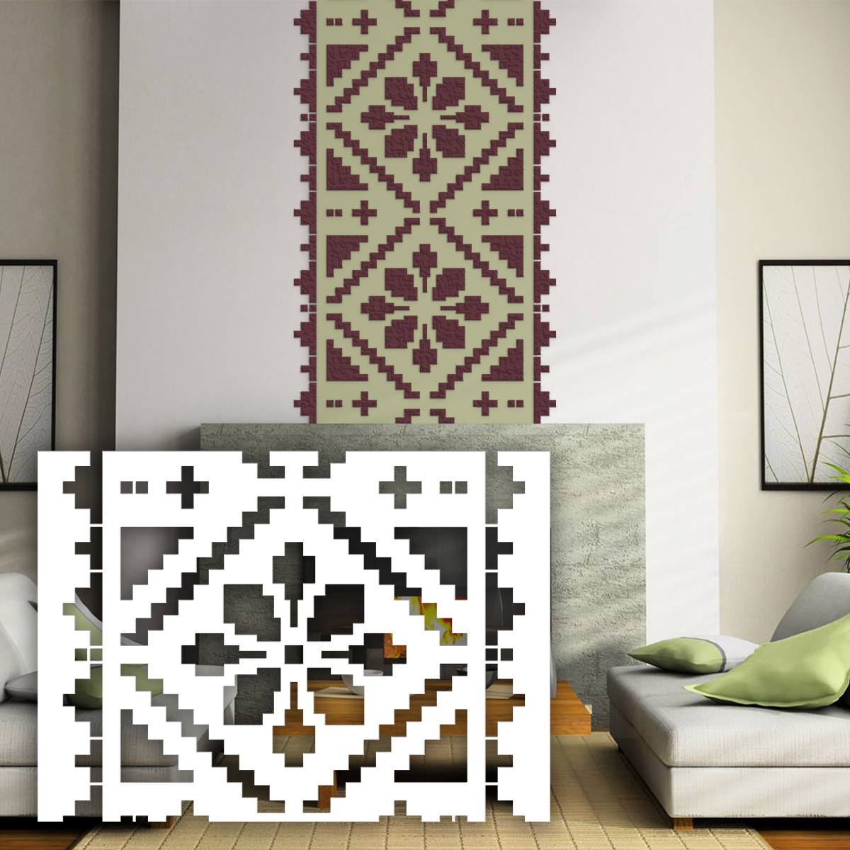 Трафарет для декоративної штукатурки з безшовним малюнком Вишиванка товщина 1 мм (800х1100), фото 1