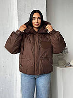 Жіноча зимова куртка з капюшоном до мінус 30° Арт. 009 S/M Шоколад