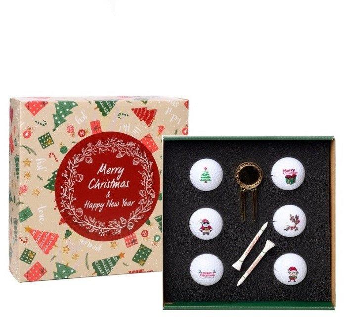 М'ячі для гольфу Toma Merry Christmas 6 шт, білі, фото 1