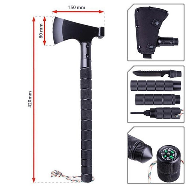 Сокира тактична, набір для виживання 9в1 VT36 туристичний BX-48, фото 1